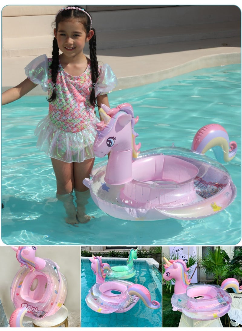 TAPIT Unicorn Inflatable Pool Float with Glitters Gradient Pink Swimming Ring Summer Outdoor Water Lounge Raft Fun Beach Floaties Vinyl Swim Floaty Pool Toys for Kids and Adults - Image 4